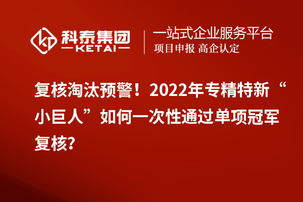 復核淘汰預警！2022年專精特新“小巨人”如何一次性通過單項冠軍復核？