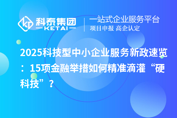 2025科技型中小企業服務新政速覽：15項金融舉措如何精準滴灌“硬科技”？