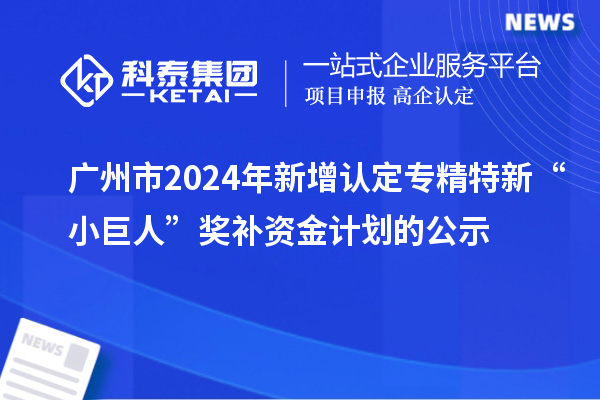 廣州市2024年新增認(rèn)定專精特新“小巨人”獎(jiǎng)補(bǔ)資金計(jì)劃的公示