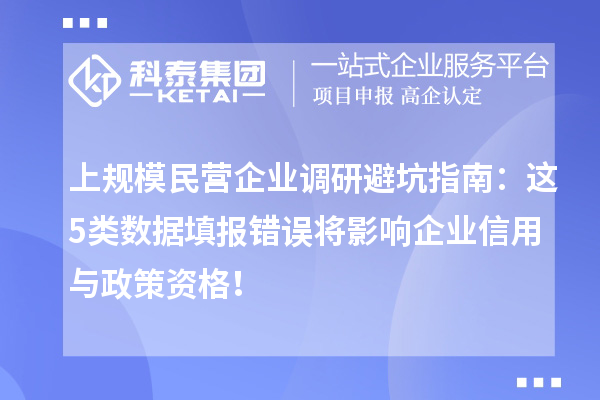上規(guī)模民營企業(yè)調(diào)研避坑指南：這5類數(shù)據(jù)填報錯誤將影響企業(yè)信用與政策資格！