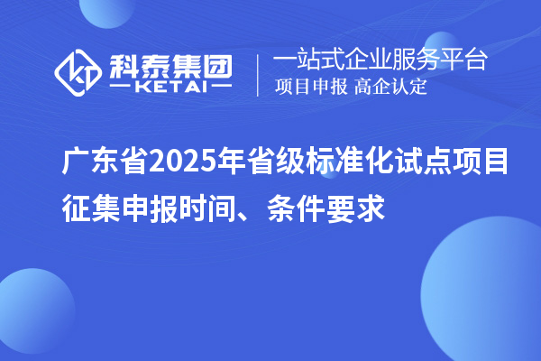 廣東省2025年省級標準化試點項目征集申報時間、條件要求