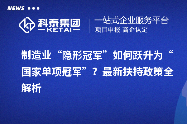 制造業“隱形冠軍”如何躍升為“國家單項冠軍”？最新扶持政策全解析