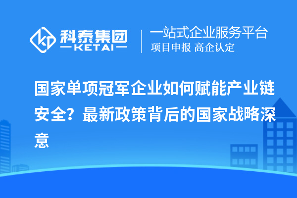 國家單項冠軍企業如何賦能產業鏈安全？最新政策背后的國家戰略深意