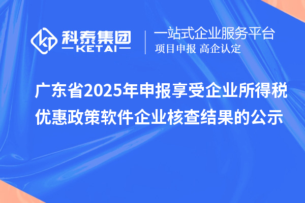 廣東省2025年申報享受企業所得稅優惠政策軟件企業核查結果的公示