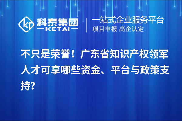 不只是榮譽!廣東省知識產(chǎn)權(quán)領(lǐng)軍人才可享哪些資金、平臺與政策支持?
