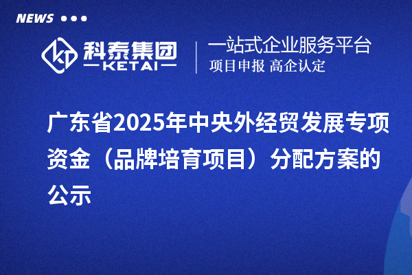 廣東省2025年中央外經貿發展專項資金（品牌培育項目）分配方案的公示