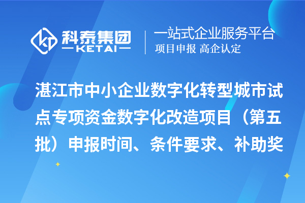 湛江市中小企業數字化轉型城市試點專項資金數字化改造項目（第五批）申報時間、條件要求、補助獎勵
