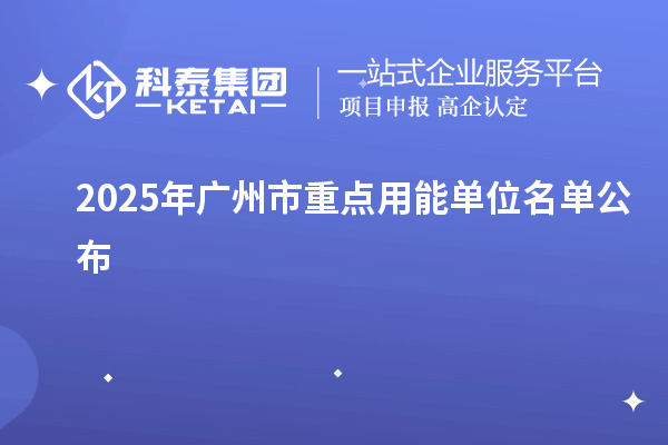2025年廣州市重點用能單位名單公布