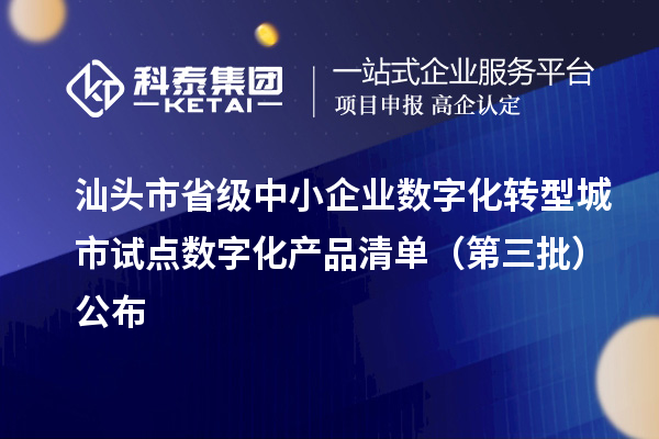 汕頭市省級中小企業數字化轉型城市試點數字化產品清單（第三批）公布