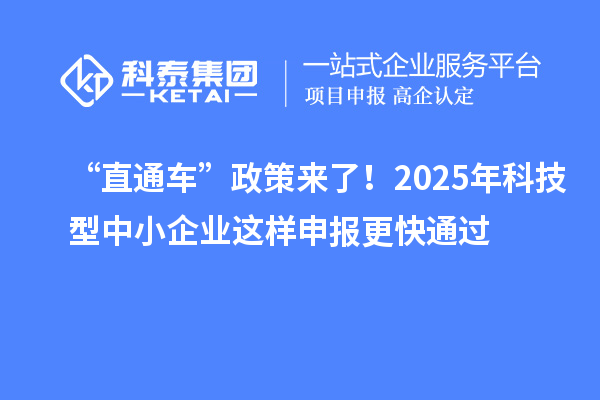 “直通車”政策來了！2025年科技型中小企業這樣申報更快通過