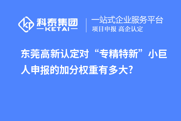 東莞高新認定對“專精特新”小巨人申報的加分權重有多大?
