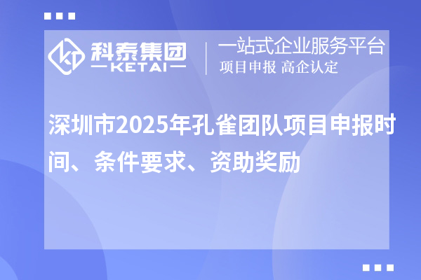 深圳市2025年孔雀團隊項目申報時間、條件要求、資助獎勵