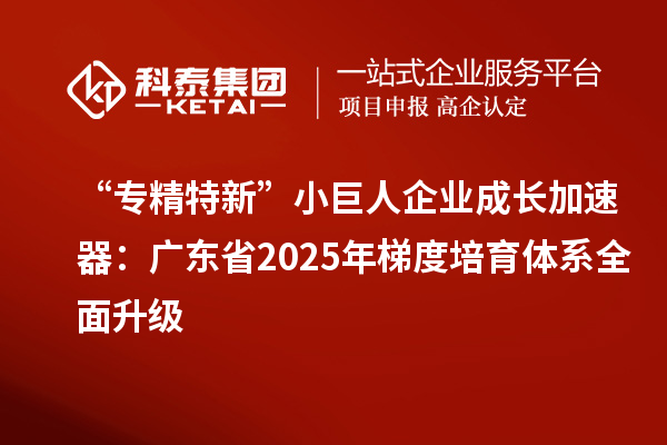 “專精特新”小巨人企業成長加速器：廣東省2025年梯度培育體系全面升級