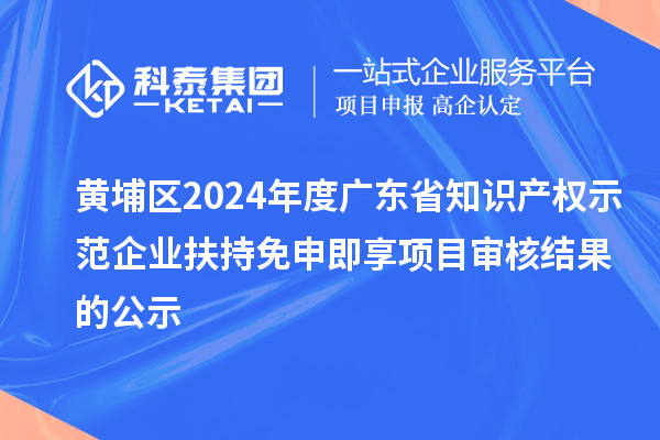 黃埔區(qū)2024年度廣東省知識(shí)產(chǎn)權(quán)示范企業(yè)扶持免申即享項(xiàng)目審核結(jié)果的公示