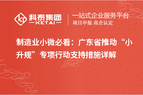 制造業小微必看：廣東省推動“小升規”專項行動支持措施詳解