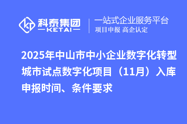 2025年中山市中小企業(yè)數(shù)字化轉(zhuǎn)型城市試點數(shù)字化項目（11月）入庫申報時間、條件要求