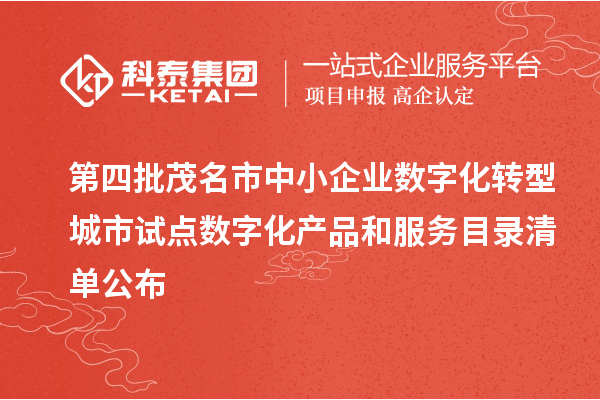 第四批茂名市中小企業數字化轉型城市試點數字化產品和服務目錄清單公布