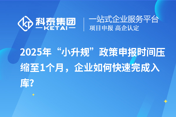 2025年“小升規”政策申報時間壓縮至1個月，企業如何快速完成入庫？