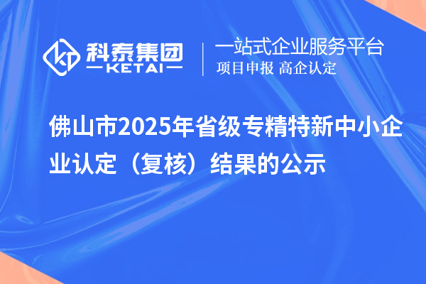 佛山市2025年省級專精特新中小企業認定（復核）結果的公示