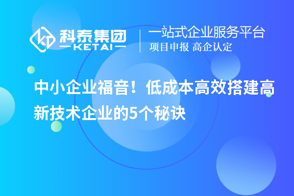 中小企業(yè)福音！低成本高效搭建高新技術(shù)企業(yè)的5個(gè)秘訣