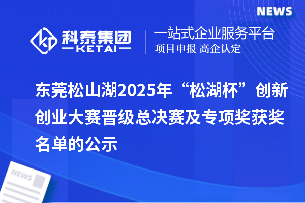 東莞松山湖2025年“松湖杯”創新創業大賽晉級總決賽及專項獎獲獎名單的公示