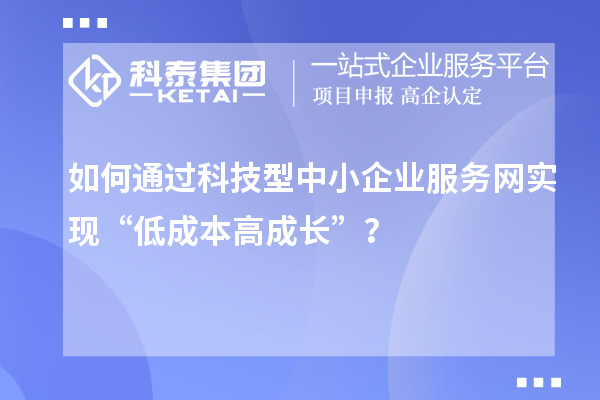如何通過科技型中小企業服務網實現“低成本高成長”？