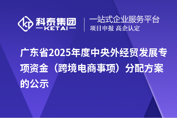 廣東省2025年度中央外經貿發展專項資金（跨境電商事項）分配方案的公示
