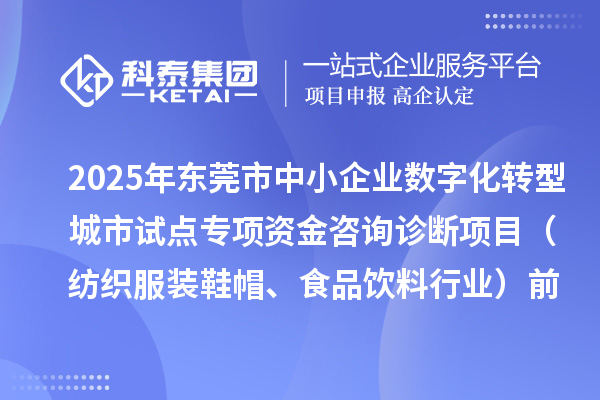 2025年東莞市中小企業(yè)數(shù)字化轉型城市試點專項資金咨詢診斷項目（紡織服裝鞋帽、食品飲料行業(yè)）前置性審核結果的公告