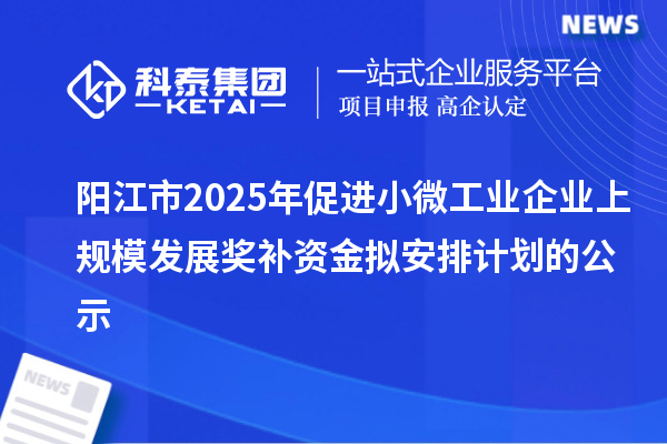 陽江市2025年促進小微工業企業上規模發展獎補資金擬安排計劃的公示