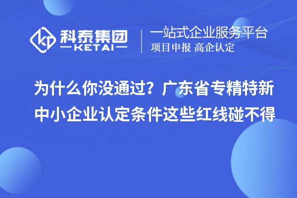 為什么你沒通過？廣東省專精特新中小企業(yè)認定條件這些紅線碰不得
