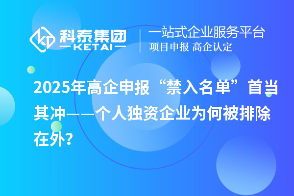 2025年高企申報“禁入名單”首當其沖——個人獨資企業(yè)為何被排除在外？