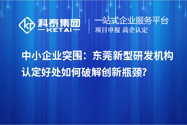 中小企業(yè)突圍：東莞新型研發(fā)機(jī)構(gòu)認(rèn)定好處如何破解創(chuàng)新瓶頸？