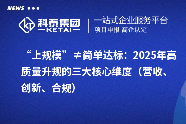 “上規(guī)模”≠簡(jiǎn)單達(dá)標(biāo)：2025年高質(zhì)量升規(guī)的三大核心維度（營(yíng)收、創(chuàng)新、合規(guī)）