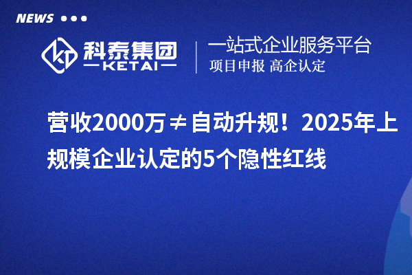 營收2000萬≠自動升規！2025年上規模企業認定的5個隱性紅線