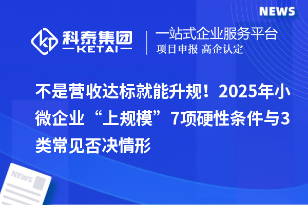 不是營(yíng)收達(dá)標(biāo)就能升規(guī)！2025年小微企業(yè)“上規(guī)模”7項(xiàng)硬性條件與3類常見否決情形