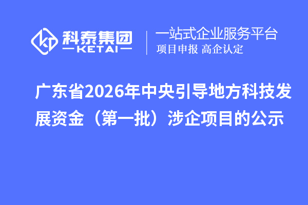 廣東省2026年中央引導地方科技發展資金（第一批）涉企項目的公示