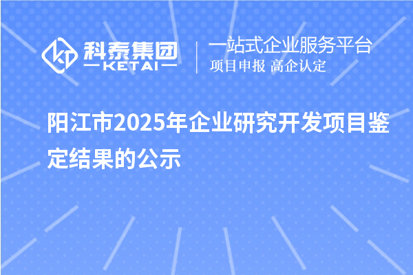 陽江市2025年企業研究開發項目鑒定結果的公示