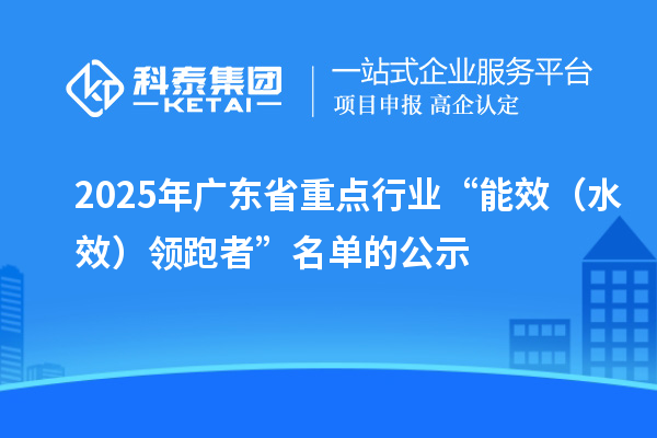 2025年廣東省重點行業“能效（水效）領跑者”名單的公示