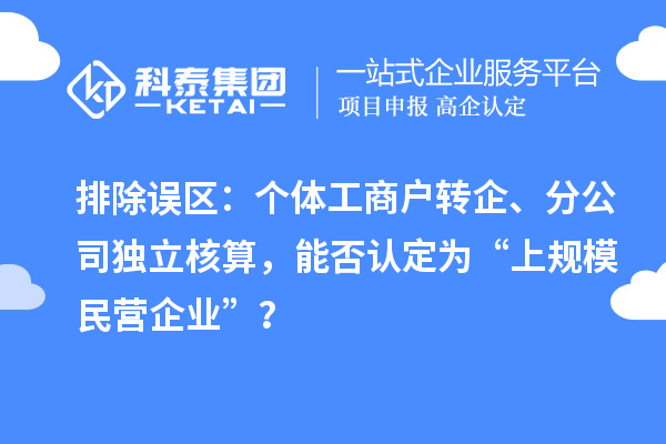排除誤區：個體工商戶轉企、分公司獨立核算，能否認定為“上規模民營企業”？