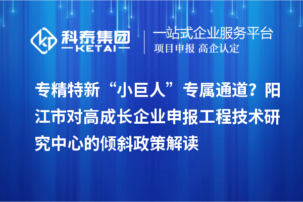 專精特新“小巨人”專屬通道？陽江市對高成長企業(yè)申報工程技術(shù)研究中心的傾斜政策解讀