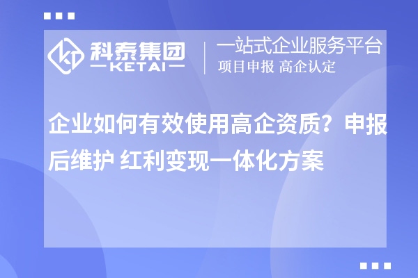 企業如何有效使用高企資質？申報后維護+紅利變現一體化方案