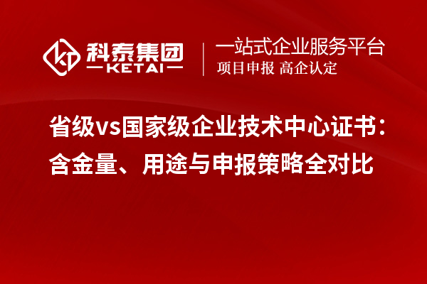 省級 vs 國家級企業技術中心證書：含金量、用途與申報策略全對比