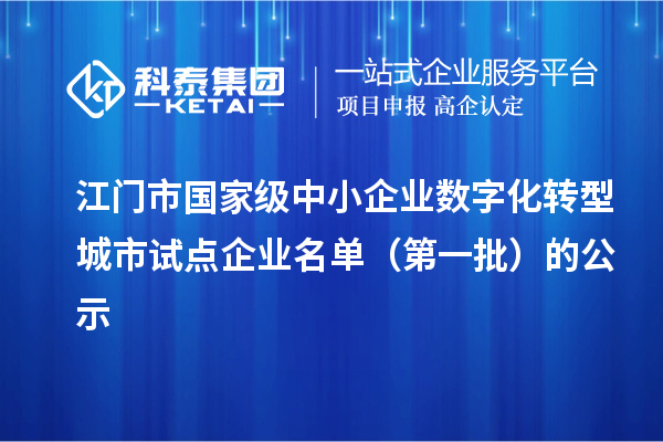 江門市國家級中小企業數字化轉型城市試點企業名單（第一批）的公示