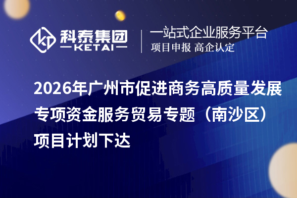 2026年廣州市促進商務高質量發展專項資金服務貿易專題（南沙區）項目計劃下達
